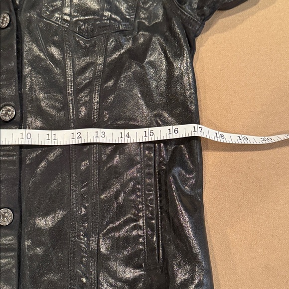 7 For All Mankind Coated Black Denim Trucker Jacket - Picture 10 of 14